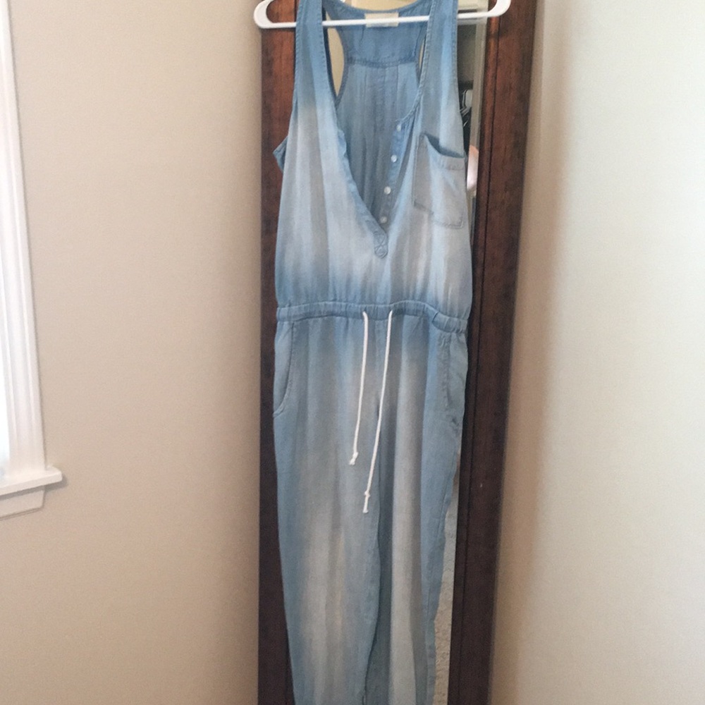 Cloth and Stone relaxed denim jumpsuit; small